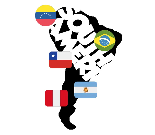 south america map country flags